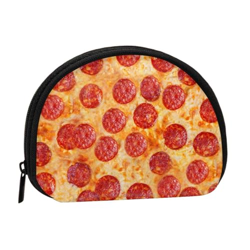 WKSGDSG Kleine Münzbörse mit Reißverschluss, 3D-Pizza-Pfefferoni-Mini-Geldbörse, Münztasche, tragbare Kleingeldbörse für Frauen und Mädchen, modische Damen-Canvas-Münztasche mit Schlüsselanhänger von WKSGDSG