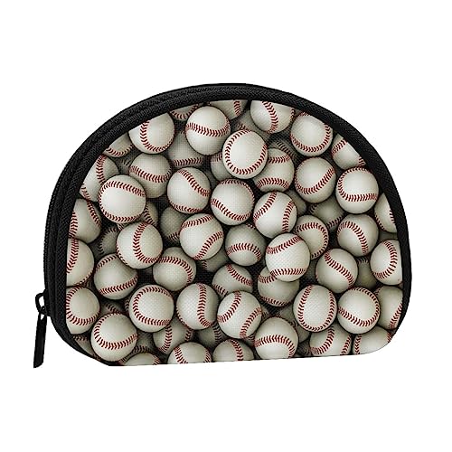 WKSGDSG Kleine Münzbörse mit Reißverschluss, Baseball-Mini-Geldbörse, Münztasche, tragbare Geldbörse für Frauen und Mädchen, modische Damen-Canvas-Münztasche mit Schlüsselanhänger von WKSGDSG