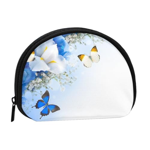 WKSGDSG Kleine Münzbörse mit Reißverschluss, Blumen Schmetterling Mini Geldbörse Münztasche, tragbare Kleingeldbörse für Frauen Mädchen, Mode Damen Canvas Münztasche mit Schlüsselanhänger Kreditkarte von WKSGDSG