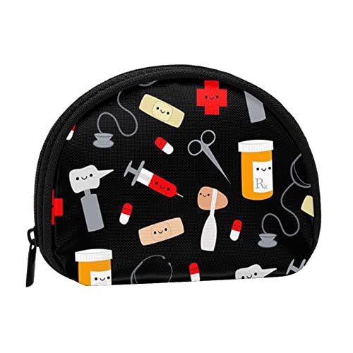 WKSGDSG Kleine Münzbörse mit Reißverschluss, Cartoon-Medizin-Mini-Geldbörse, Münztasche, tragbare Geldbörse für Frauen und Mädchen, modische Damen-Canvas-Münztasche mit Schlüsselanhänger von WKSGDSG