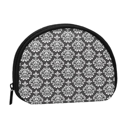 WKSGDSG Kleine Münzbörse mit Reißverschluss, Damast-Muster, Mini-Geldbörse, Münztasche, tragbare Kleingeldbörse für Frauen und Mädchen, modische Damen-Canvas-Münztasche mit Schlüsselanhänger von WKSGDSG
