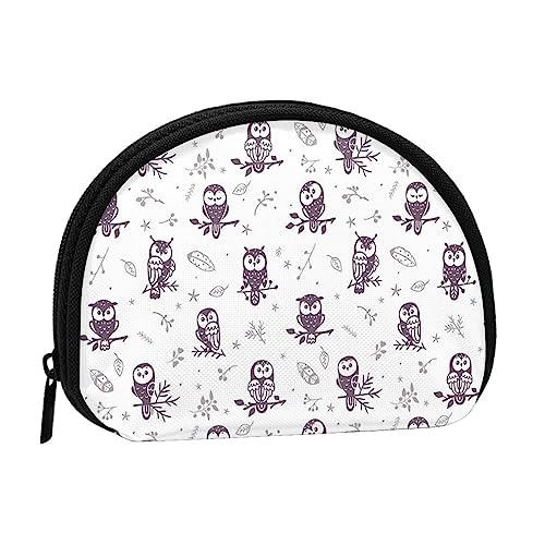 WKSGDSG Kleine Münzbörse mit Reißverschluss, Eulen-Baumzweige Mini-Geldbörse, Münztasche, tragbare Kleingeldbörse für Frauen und Mädchen, modische Damen-Canvas-Münztasche mit Schlüsselanhänger von WKSGDSG
