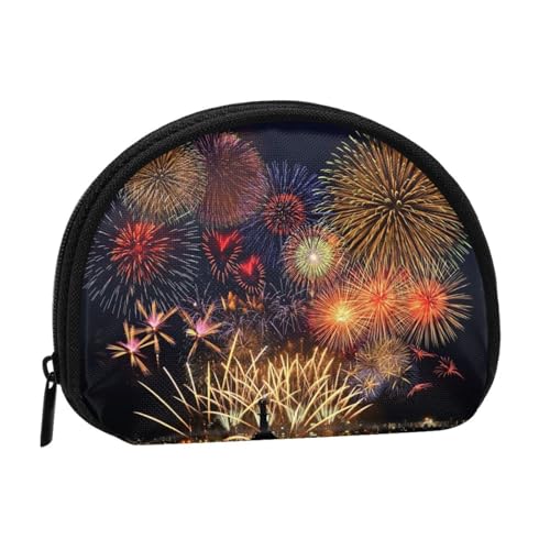 WKSGDSG Kleine Münzbörse mit Reißverschluss, Feuerwerk, Mini-Geldbörse, Münztasche, tragbare Kleingeldbörse für Frauen und Mädchen, modische Damen-Canvas-Münztasche mit Schlüsselanhänger von WKSGDSG