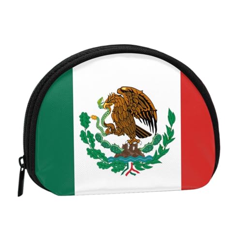 WKSGDSG Kleine Münzbörse mit Reißverschluss, Flagge von Mexiko, Mini-Geldbörse, Münztasche, tragbare Geldbörse für Frauen und Mädchen, modische Damen-Canvas-Münztasche mit Schlüsselanhänger von WKSGDSG