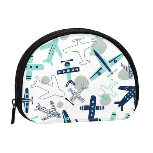 WKSGDSG Kleine Münzbörse mit Reißverschluss, Flugzeug-Mini-Geldbörse, Münztasche, tragbare Geldbörse für Frauen und Mädchen, modische Damen-Canvas-Münztasche mit Schlüsselanhänger von WKSGDSG