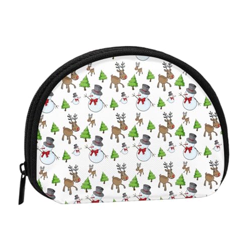 WKSGDSG Kleine Münzbörse mit Reißverschluss, Frohe Weihnachten Happy Mini Geldbörse Münztasche, tragbare Kleingeldbörse für Frauen Mädchen, Mode Damen Canvas Münztasche mit Schlüsselanhänger von WKSGDSG