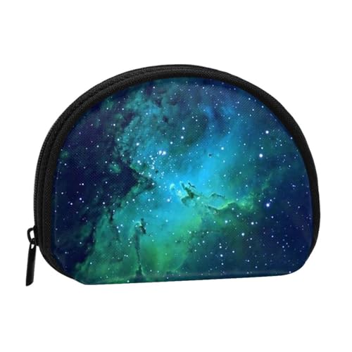 WKSGDSG Kleine Münzbörse mit Reißverschluss, Galaxy Green Mini Wallet Münztasche, tragbare Kleingeldbörse für Frauen Mädchen, Mode Damen Canvas Münztasche mit Schlüsselanhänger Kreditkarte Id von WKSGDSG