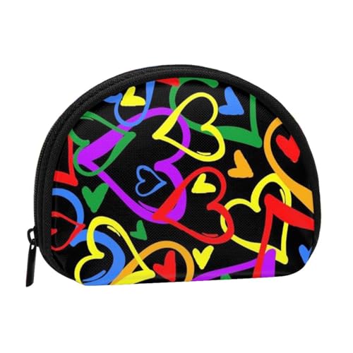 WKSGDSG Kleine Münzbörse mit Reißverschluss, Gay Pride Rainbow Mini Wallet Münztasche, tragbare Kleingeldbörse für Frauen Mädchen, Mode Damen Canvas Münztasche mit Schlüsselanhänger Kreditkarte von WKSGDSG