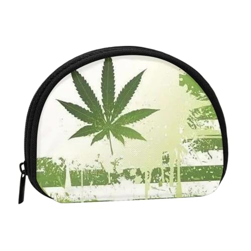 WKSGDSG Kleine Münzbörse mit Reißverschluss, Gras-Topf-Blatt, Mini-Geldbörse, Münztasche, tragbare Kleingeldbörse für Frauen und Mädchen, modische Damen-Canvas-Münztasche mit Schlüsselanhänger von WKSGDSG