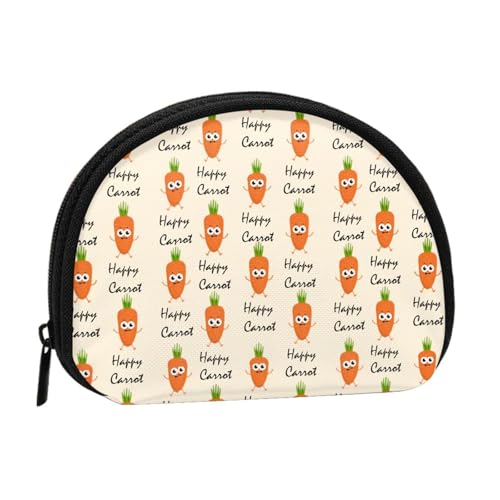 WKSGDSG Kleine Münzbörse mit Reißverschluss, Happy Carrot Mini Wallet Münztasche, tragbare Kleingeldbörse für Frauen Mädchen, Mode Damen Canvas Münztasche mit Schlüsselanhänger Kreditkarte Id von WKSGDSG