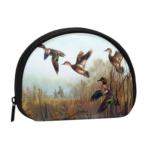 WKSGDSG Kleine Münzbörse mit Reißverschluss, Jagd fliegende wilde Mini-Geldbörse, Münztasche, tragbare Kleingeldbörse für Frauen und Mädchen, modische Damen-Canvas-Münztasche mit Schlüsselanhänger von WKSGDSG