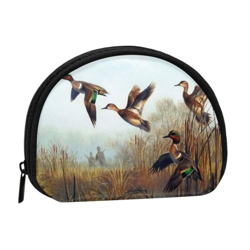 WKSGDSG Kleine Münzbörse mit Reißverschluss, Jagd fliegende wilde Mini-Geldbörse, Münztasche, tragbare Kleingeldbörse für Frauen und Mädchen, modische Damen-Canvas-Münztasche mit Schlüsselanhänger von WKSGDSG