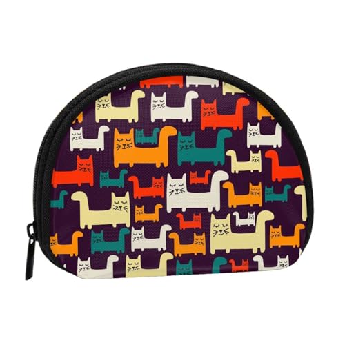 WKSGDSG Kleine Münzbörse mit Reißverschluss, Katzen-Mini-Geldbörse, Münztasche, tragbare Kleingeldbörse für Frauen und Mädchen, modische Damen-Canvas-Münztasche mit Schlüsselanhänger von WKSGDSG