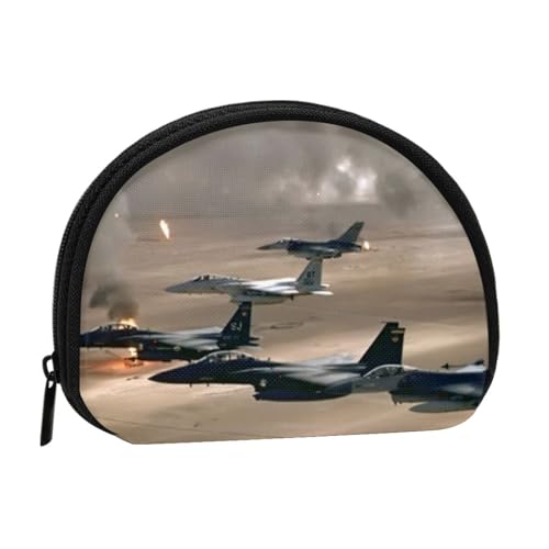 WKSGDSG Kleine Münzbörse mit Reißverschluss, Kriegsflugzeug, Mini-Geldbörse, Münztasche, tragbare Geldbörse für Frauen und Mädchen, modische Damen-Canvas-Münztasche mit Schlüsselanhänger von WKSGDSG