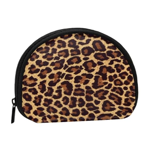 WKSGDSG Kleine Münzbörse mit Reißverschluss, Leopardenmuster, Mini-Geldbörse, Münztasche, tragbare Geldbörse für Frauen und Mädchen, modische Damen-Canvas-Münztasche mit Schlüsselanhänger von WKSGDSG