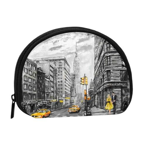 WKSGDSG Kleine Münzbörse mit Reißverschluss, Love from New York, Mini-Geldbörse, Münztasche, tragbare Kleingeldbörse für Frauen und Mädchen, modische Damen-Canvas-Münztasche mit Schlüsselanhänger von WKSGDSG