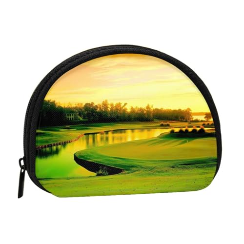WKSGDSG Kleine Münzbörse mit Reißverschluss, Mini-Geldbörse für Golfplatz, tragbare Kleingeldbörse für Frauen und Mädchen, modische Damen-Canvas-Münztasche mit Schlüsselanhänger von WKSGDSG