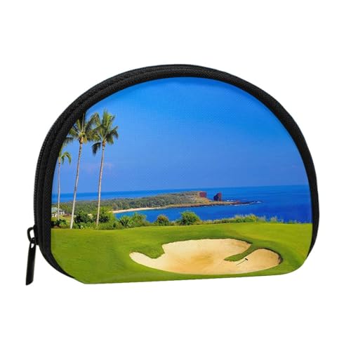 WKSGDSG Kleine Münzbörse mit Reißverschluss, Mini-Geldbörse für Golfplatz, tragbare Kleingeldbörse für Frauen und Mädchen, modische Damen-Canvas-Münztasche mit Schlüsselanhänger von WKSGDSG