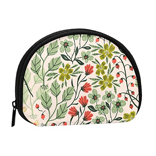 WKSGDSG Kleine Münzbörse mit Reißverschluss, Mini-Geldbörse mit Blumen, tragbare Geldbörse für Frauen und Mädchen, modische Damen-Canvas-Münztasche mit Schlüsselanhänger von WKSGDSG