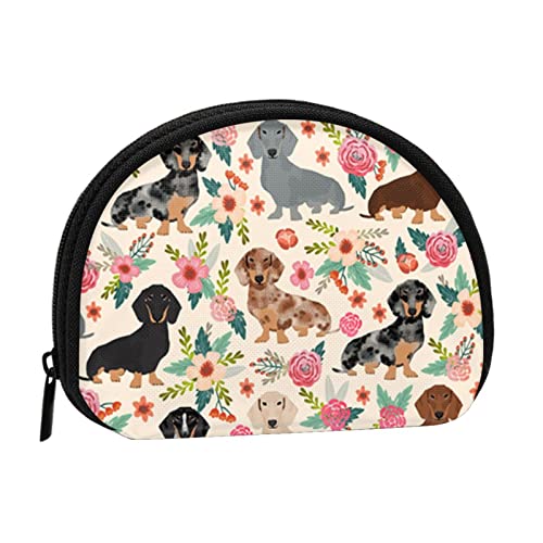 WKSGDSG Kleine Münzbörse mit Reißverschluss, Mini-Geldbörse mit Hundemotiv, tragbare Geldbörse für Frauen und Mädchen, modische Damen-Canvas-Münztasche mit Schlüsselanhänger von WKSGDSG