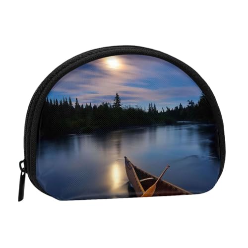 WKSGDSG Kleine Münzbörse mit Reißverschluss, Moonlit River Mini Wallet Coin Pouch, Tragbare Kleingeldbörse für Frauen Mädchen, Mode Damen Canvas Münztasche mit Schlüsselanhänger Kreditkarte Id von WKSGDSG