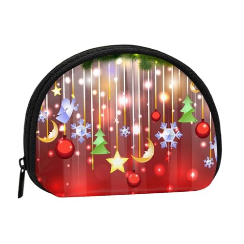 WKSGDSG Kleine Münzbörse mit Reißverschluss, Motiv: Merry Christmas, Mini-Geldbörse, Münztasche, tragbare Kleingeldbörse für Frauen und Mädchen, modische Damen-Canvas-Münztasche mit Schlüsselanhänger von WKSGDSG