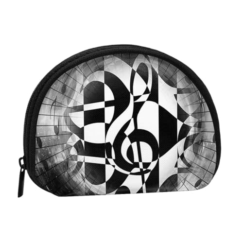 WKSGDSG Kleine Münzbörse mit Reißverschluss, Musik-Motiv, Mini-Geldbörse, Münztasche, tragbare Geldbörse für Frauen und Mädchen, modische Damen-Canvas-Münztasche mit Schlüsselanhänger von WKSGDSG