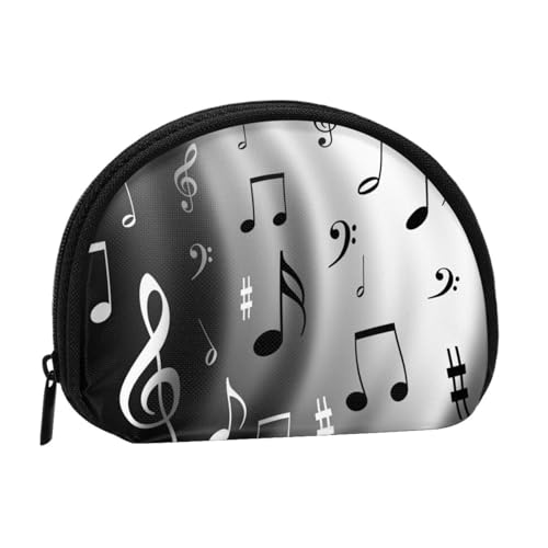WKSGDSG Kleine Münzbörse mit Reißverschluss, Musiknoten Druck, Mini-Geldbörse, Münztasche, tragbare Kleingeldbörse für Frauen und Mädchen, modische Damen-Canvas-Münztasche mit Schlüsselanhänger von WKSGDSG