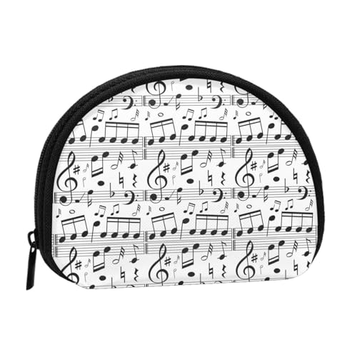 WKSGDSG Kleine Münzbörse mit Reißverschluss, Musiknoten-Mini-Geldbörse, Münztasche, tragbare Geldbörse für Frauen und Mädchen, modische Damen-Canvas-Münztasche mit Schlüsselanhänger von WKSGDSG