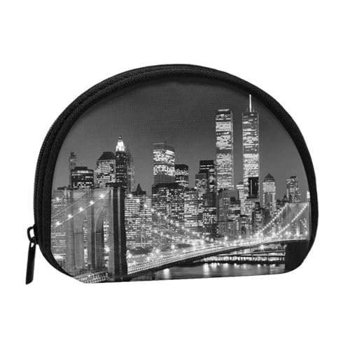 WKSGDSG Kleine Münzbörse mit Reißverschluss, New York Mini-Geldbörse, Münztasche, tragbare Kleingeldbörse für Frauen und Mädchen, modische Damen-Canvas-Münztasche mit Schlüsselanhänger von WKSGDSG