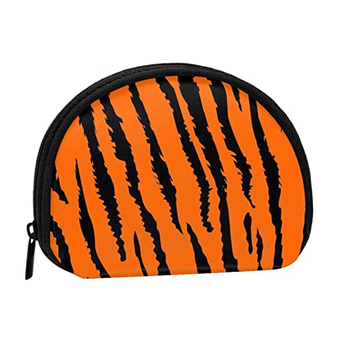WKSGDSG Kleine Münzbörse mit Reißverschluss, Orange Tiger Leopard Mini Wallet Münztasche, Tragbare Kleingeldbörse für Frauen Mädchen, Mode Damen Canvas Münztasche mit Schlüsselanhänger Kreditkarte Id von WKSGDSG