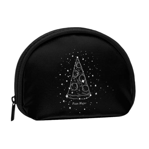 WKSGDSG Kleine Münzbörse mit Reißverschluss, Pizza-Konstellation, Mini-Geldbörse, Münztasche, tragbare Kleingeldbörse für Frauen und Mädchen, modische Damen-Canvas-Münztasche mit Schlüsselanhänger von WKSGDSG