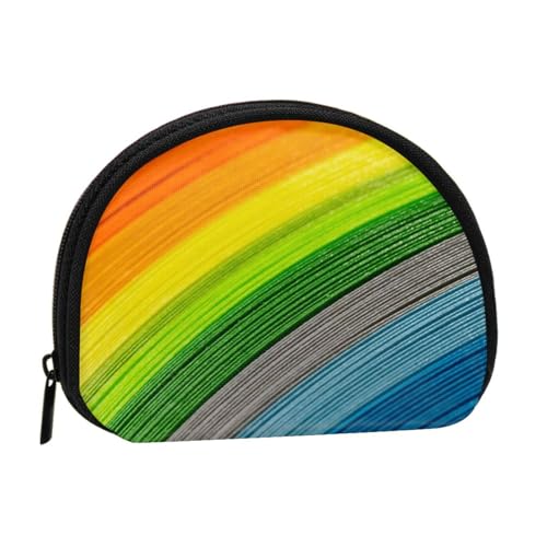WKSGDSG Kleine Münzbörse mit Reißverschluss, Regenbogenfarben, gestreift, Mini-Geldbörse, Münztasche, tragbare Geldbörse für Damen und Mädchen, modische Damen-Canvas-Münztasche mit Schlüsselanhänger von WKSGDSG