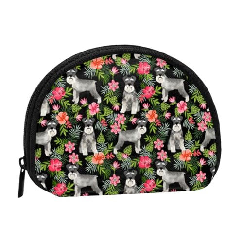 WKSGDSG Kleine Münzbörse mit Reißverschluss, Schnauzer Mini-Geldbörse, Münztasche, tragbare Kleingeldbörse für Frauen und Mädchen, modische Damen-Canvas-Münztasche mit Schlüsselanhänger von WKSGDSG