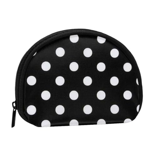 WKSGDSG Kleine Münzbörse mit Reißverschluss, Schwarz & Weiß, Big Dot Mini-Geldbörse, Münztasche, tragbare Kleingeldbörse für Frauen und Mädchen, modische Damen-Canvas-Münztasche mit Schlüsselanhänger von WKSGDSG