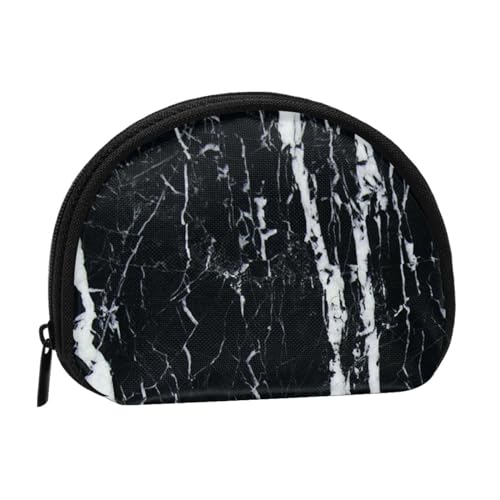 WKSGDSG Kleine Münzbörse mit Reißverschluss, Schwarz und Weiß Marmor Mini Geldbörse Münztasche, Tragbare Kleingeldbörse für Frauen Mädchen, Mode Damen Canvas Münztasche mit Schlüsselanhänger von WKSGDSG