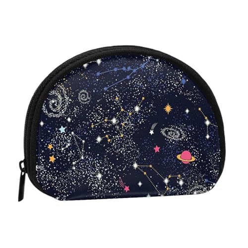 WKSGDSG Kleine Münzbörse mit Reißverschluss, Sternbild, Galaxien, Mini-Geldbörse, Münztasche, tragbare Kleingeldbörse für Frauen und Mädchen, modische Damen-Canvas-Münztasche mit Schlüsselanhänger von WKSGDSG