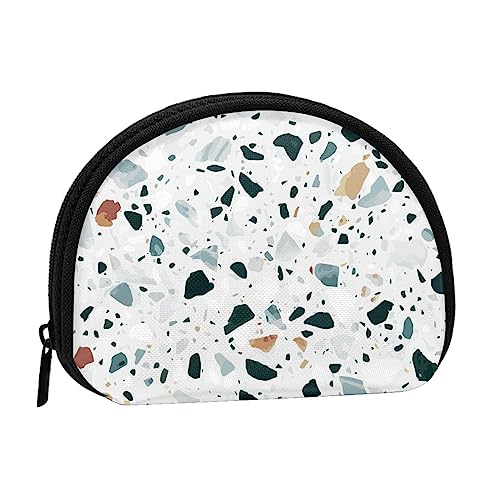 WKSGDSG Kleine Münzbörse mit Reißverschluss, Terrazzo Marmor Pastell Mini Geldbörse Münztasche, tragbare Kleingeldbörse für Frauen Mädchen, Mode Damen Canvas Münztasche mit Schlüsselanhänger von WKSGDSG