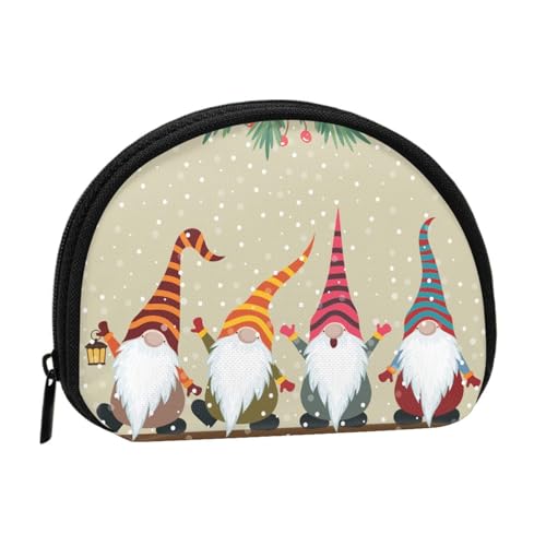 WKSGDSG Kleine Münzbörse mit Reißverschluss, Weihnachtswichtel, Mini-Geldbörse, Münztasche, tragbare Kleingeldbörse für Frauen und Mädchen, modische Damen-Canvas-Münztasche mit Schlüsselanhänger von WKSGDSG