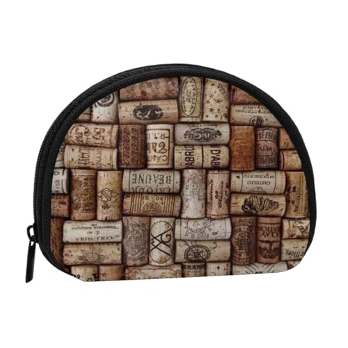 WKSGDSG Kleine Münzbörse mit Reißverschluss, Weinkorken, Mini-Geldbörse, Münztasche, tragbare Geldbörse für Frauen und Mädchen, modische Damen-Canvas-Münztasche mit Schlüsselanhänger von WKSGDSG