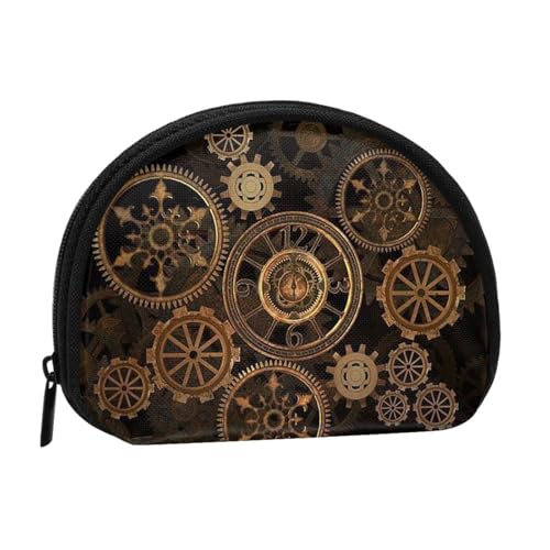 WKSGDSG Kleine Münzbörse mit Reißverschluss, Zahnrad-Uhr, Bronze, Century Mini-Geldbörse, Münztasche, tragbare Kleingeldbörse für Frauen und Mädchen, modische Damen-Canvas-Münztasche mit von WKSGDSG