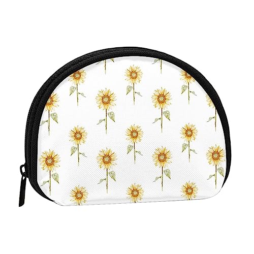WKSGDSG Kleine Münzbörse mit Reißverschluss, blühende Sonnenblume, Mini-Geldbörse, Münztasche, tragbare Kleingeldbörse für Frauen und Mädchen, modische Damen-Canvas-Münztasche mit Schlüsselanhänger von WKSGDSG