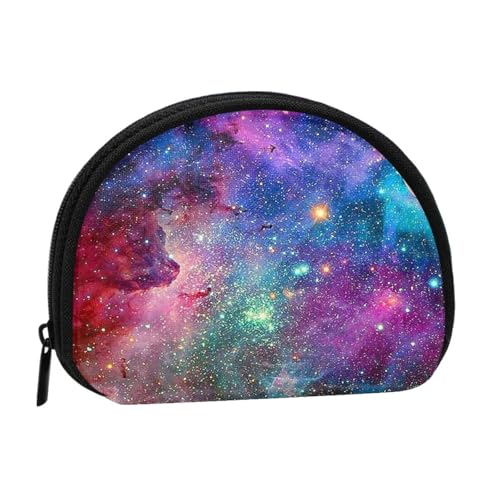 WKSGDSG Kleine Münzbörse mit Reißverschluss, bunte Galaxie-Mini-Geldbörse, Münztasche, tragbare Geldbörse für Frauen und Mädchen, modische Damen-Canvas-Münztasche mit Schlüsselanhänger von WKSGDSG