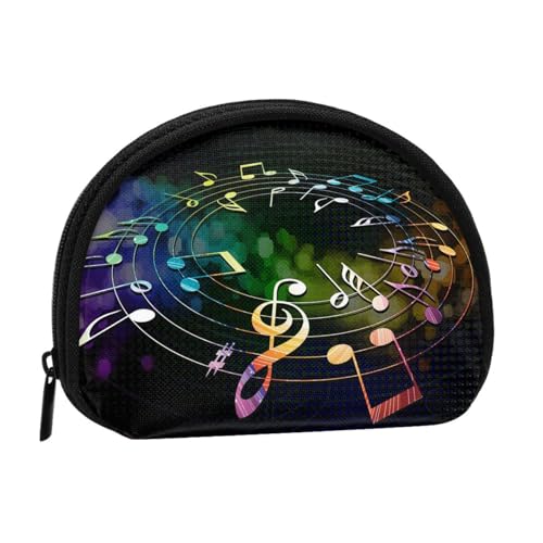 WKSGDSG Kleine Münzbörse mit Reißverschluss, bunte Musiknoten, Mini-Geldbörse, Münztasche, tragbare Geldbörse für Frauen und Mädchen, modische Damen-Canvas-Münztasche mit Schlüsselanhänger von WKSGDSG