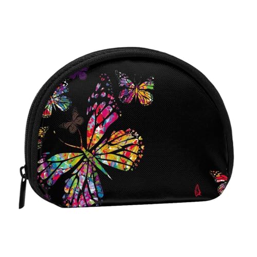 WKSGDSG Kleine Münzbörse mit Reißverschluss, bunte Schmetterlings-Mini-Geldbörse, Münztasche, tragbare Kleingeldbörse für Frauen und Mädchen, modische Damen-Münztasche aus Segeltuch mit von WKSGDSG