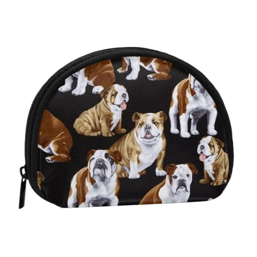 WKSGDSG Kleine Münzbörse mit Reißverschluss, englische Bulldoggen, Mini-Geldbörse, Münztasche, tragbare Kleingeldbörse für Frauen und Mädchen, modische Damen-Canvas-Münztasche mit Schlüsselanhänger von WKSGDSG