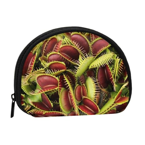 WKSGDSG Kleine Münzbörse mit Reißverschluss, fleischfressende Pflanze, Mini-Geldbörse, Münztasche, tragbare Kleingeldbörse für Frauen und Mädchen, modische Damen-Canvas-Münztasche mit von WKSGDSG