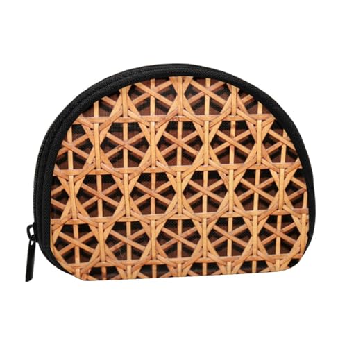 WKSGDSG Kleine Münzbörse mit Reißverschluss, geflochtenes Korbgeflecht, Mini-Geldbörse, Münztasche, tragbare Kleingeldbörse für Frauen und Mädchen, modische Damen-Canvas-Münztasche mit von WKSGDSG