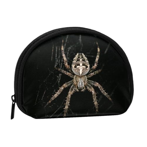 WKSGDSG Kleine Münzbörse mit Reißverschluss, gruselige Spinne, Mini-Geldbörse, Münztasche, tragbare Kleingeldbörse für Frauen und Mädchen, modische Damen-Canvas-Münztasche mit Schlüsselanhänger von WKSGDSG