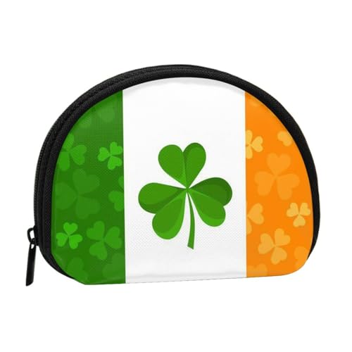 WKSGDSG Kleine Münzbörse mit Reißverschluss, irische Flagge, Mini-Geldbörse, Münztasche, tragbare Geldbörse für Frauen und Mädchen, modische Damen-Canvas-Münztasche mit Schlüsselanhänger von WKSGDSG